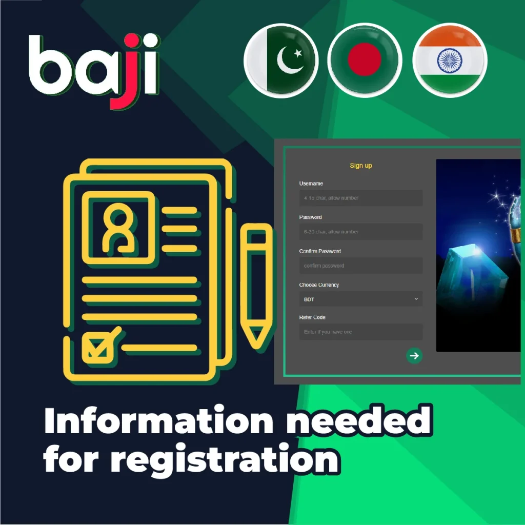 Information that is needed in order to create an account